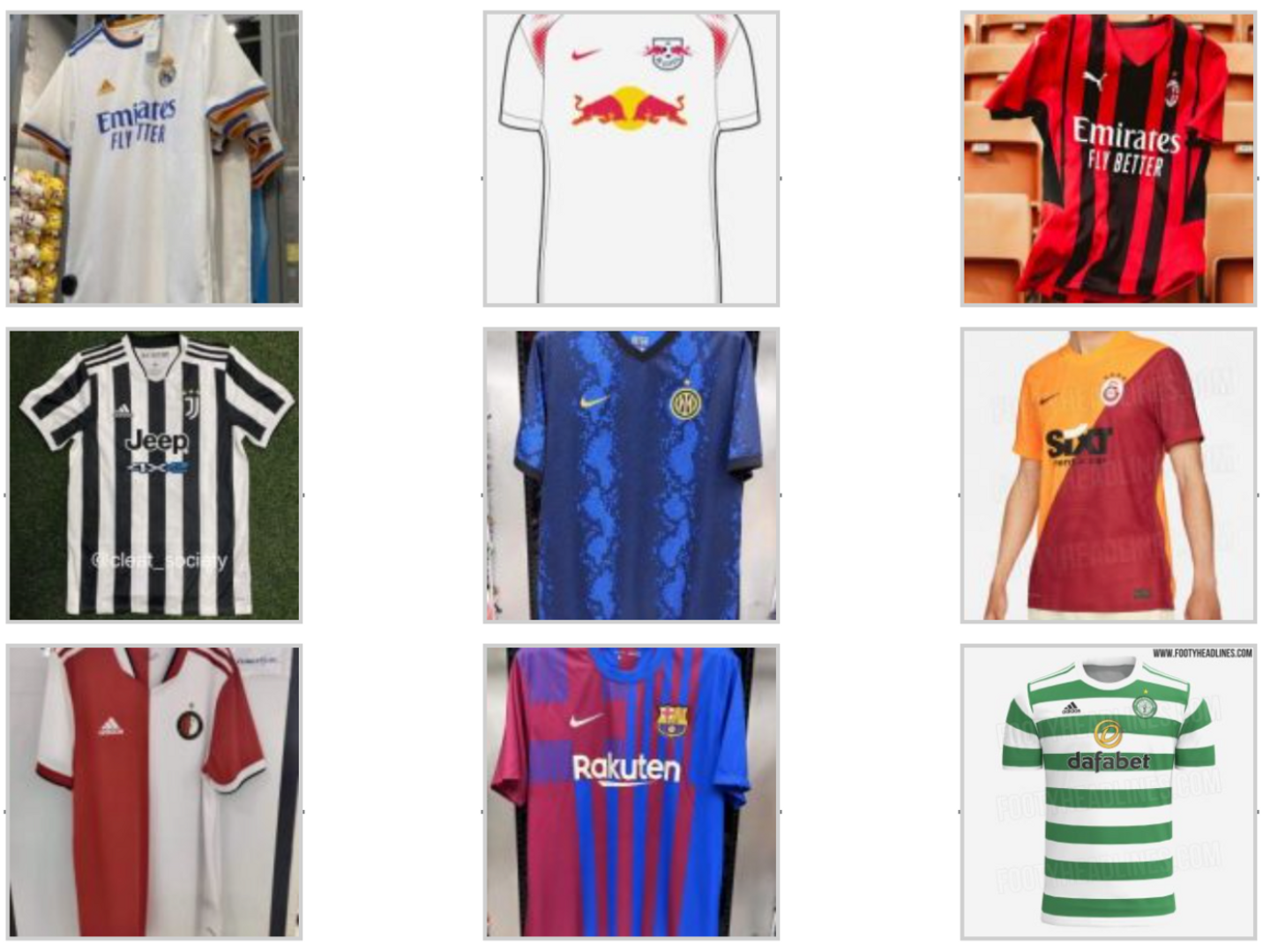 Maillots reste de l'Europe